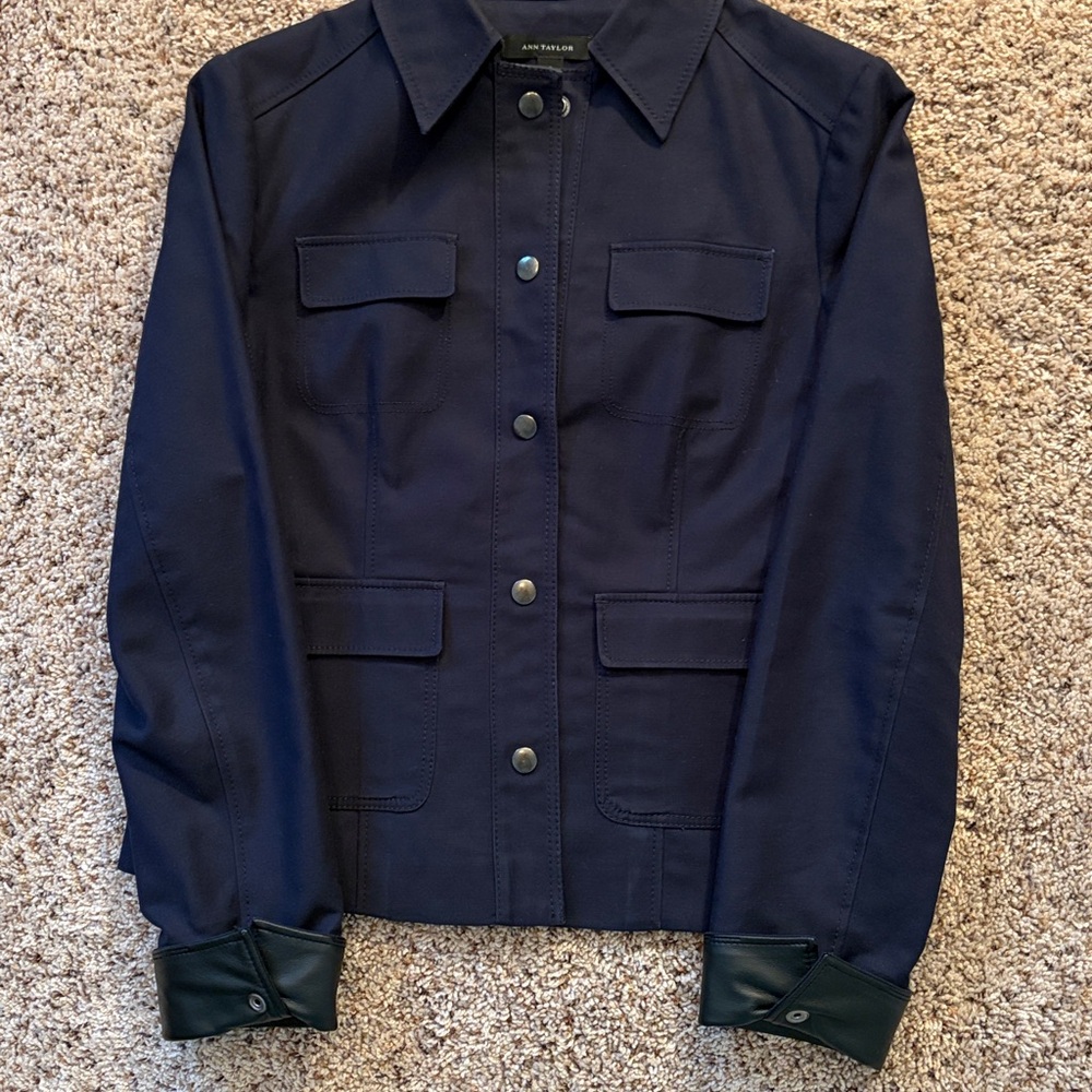 Ann Taylor Navy Snap Front Jacket/blazer 4